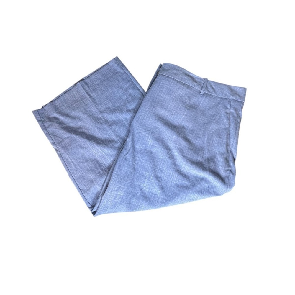 Worthington Women NWT High‎ Waist Wide Leg Crop Pants Faux Linen Blue 24W